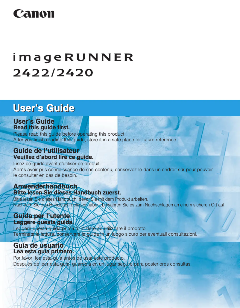 Page 1 de la notice Manuel utilisateur Canon imageRUNNER 2422