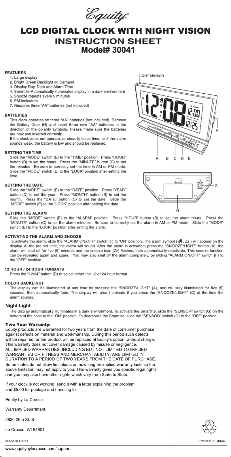 Image de la première page du manuel de l'appareil 30041