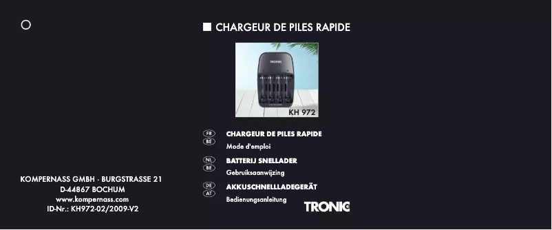 Page n°1 - Manuel utilisateur Tronic KH 972