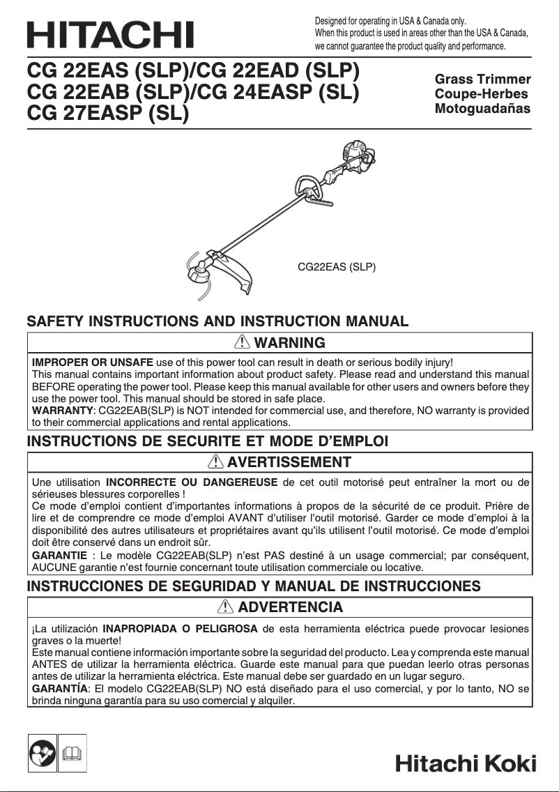 Page n°1 - Manuel utilisateur Hitachi CG 22EAS(SLP)