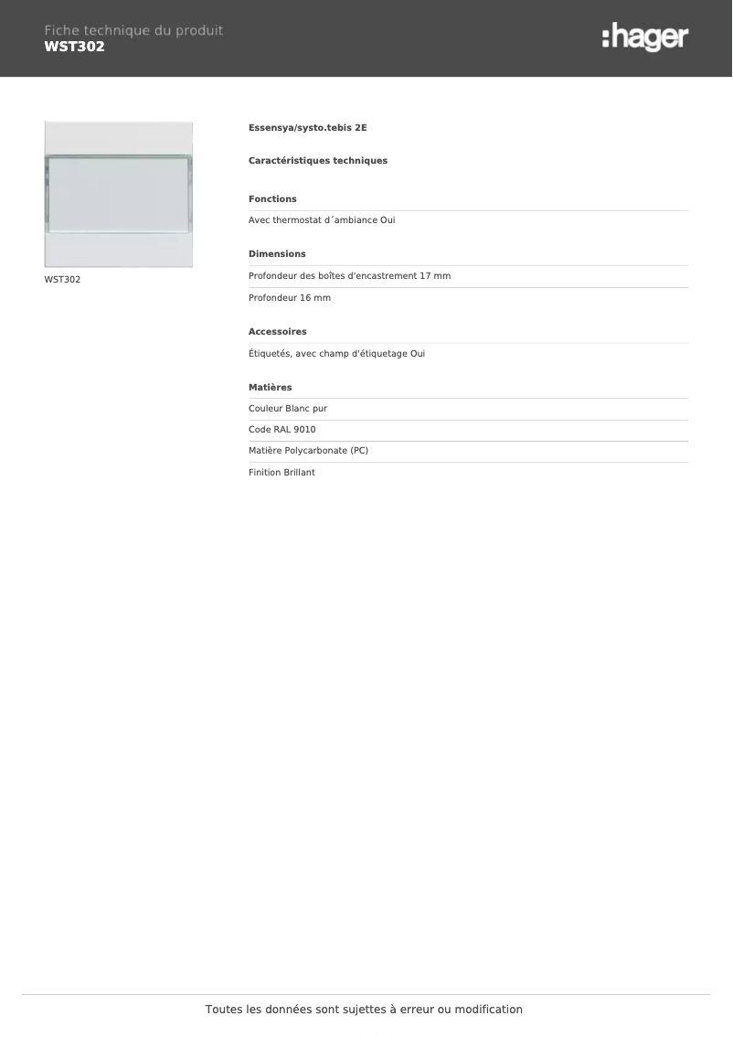 Image de la première page du manuel de l'appareil WST302