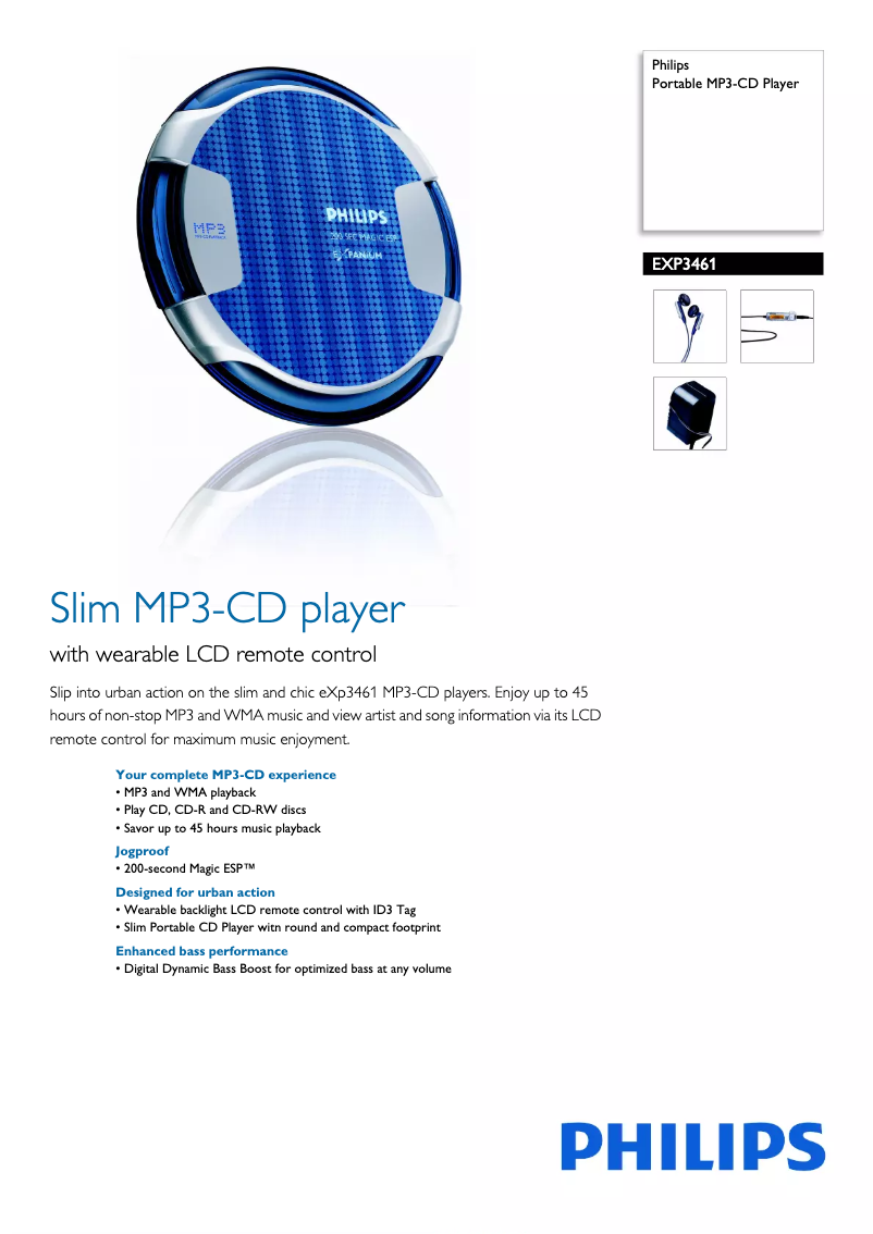 Page 1 de la notice Brochure Philips EXP3461
