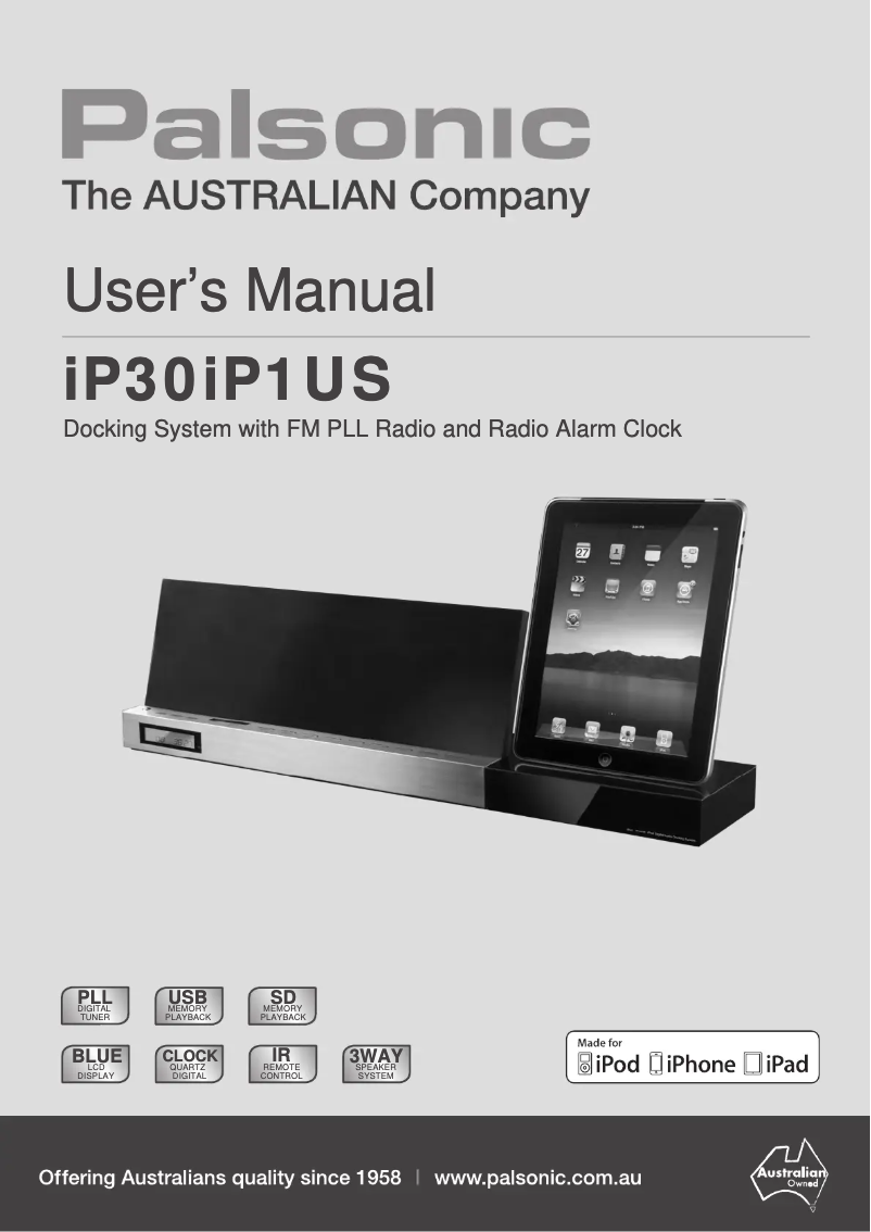 Page n°1 - Manuel utilisateur Palsonic iP30iP1US