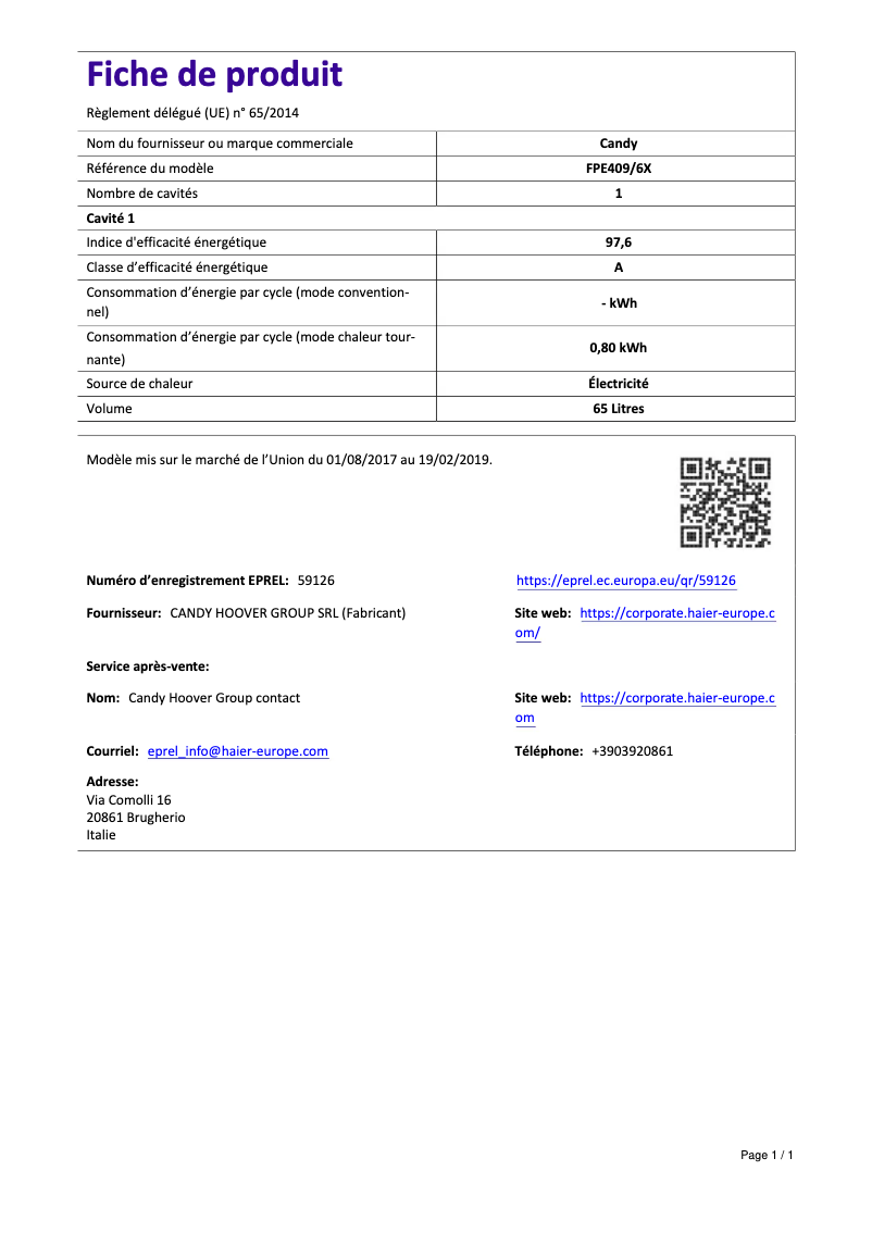 Image de la première page du manuel de l'appareil FPE409/6X