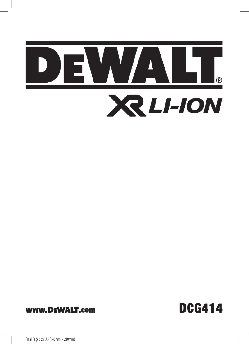 Page n°1 - Manuel utilisateur DeWalt DCG414