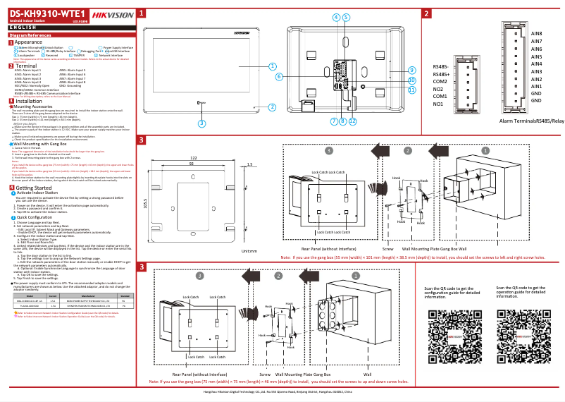 Page n°1 - Guide de démarrage rapide Hikvision DS-KH9310-WTE1