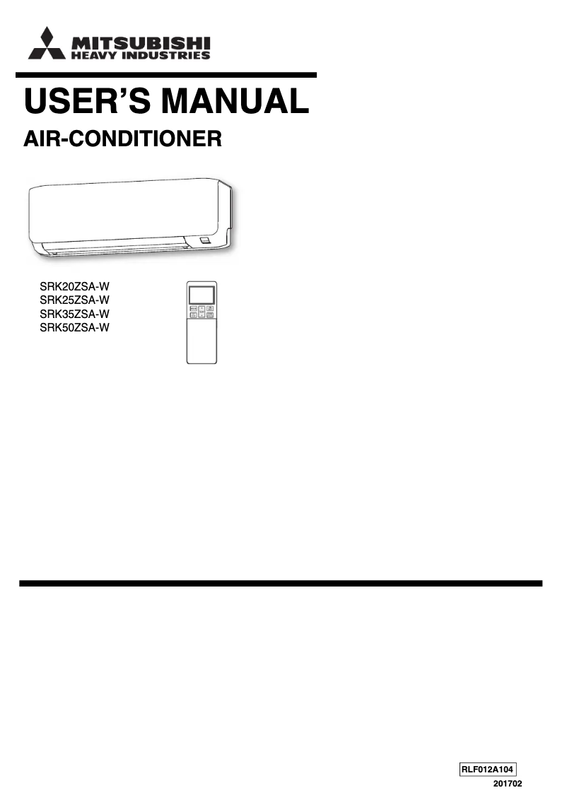 Image de la première page du manuel de l'appareil SRK50ZSA-W