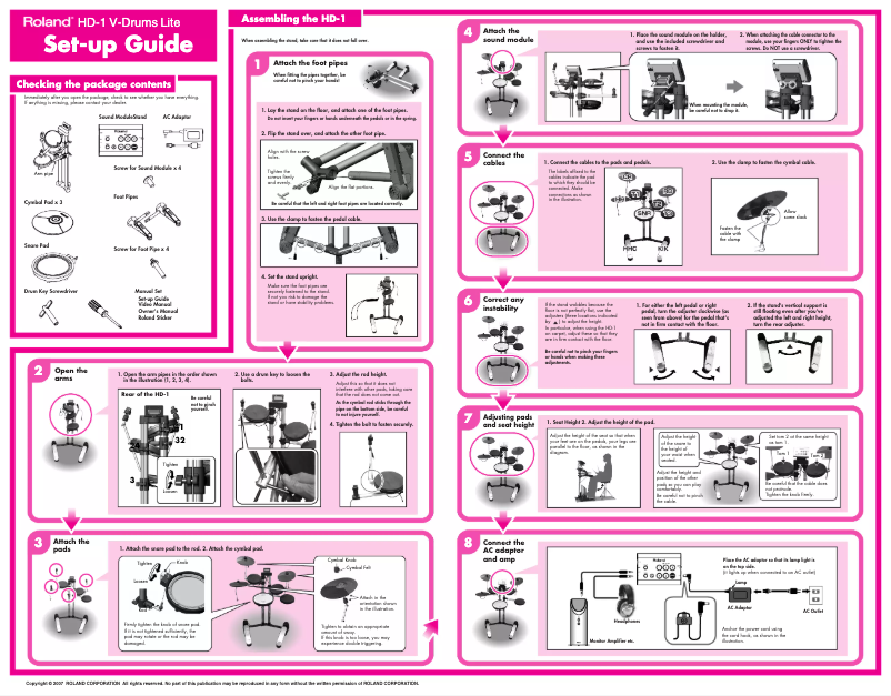 Page 1 de la notice Guide de démarrage rapide Roland HD-1