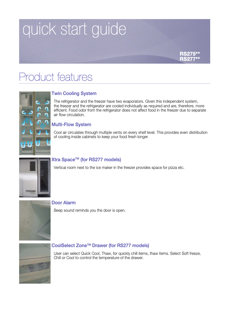 Page 1 de la notice Guide d'installation Samsung RSA1DHWP