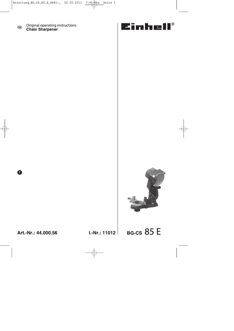 Image de la première page du manuel de l'appareil BG-CS 85E