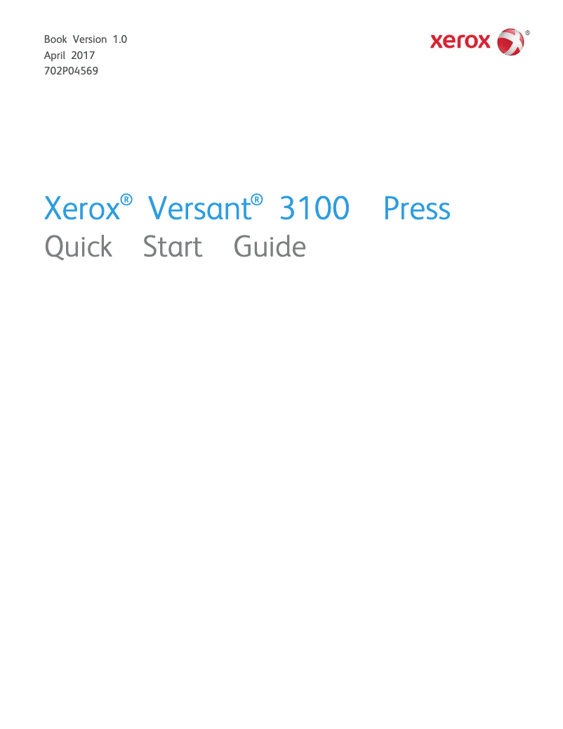 Page n°1 - Guide de démarrage rapide Xerox Versant 3100 Press