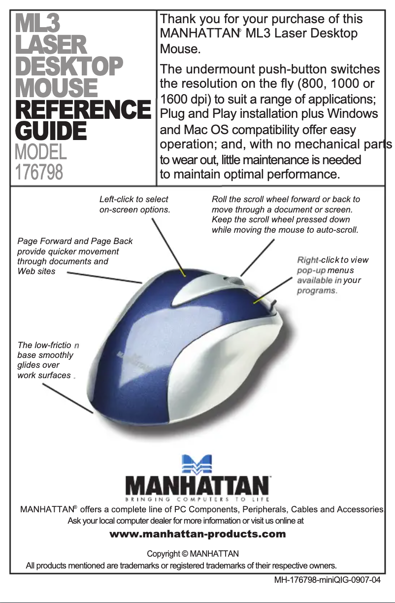 Page 1 de la notice Manuel utilisateur Manhattan 176798