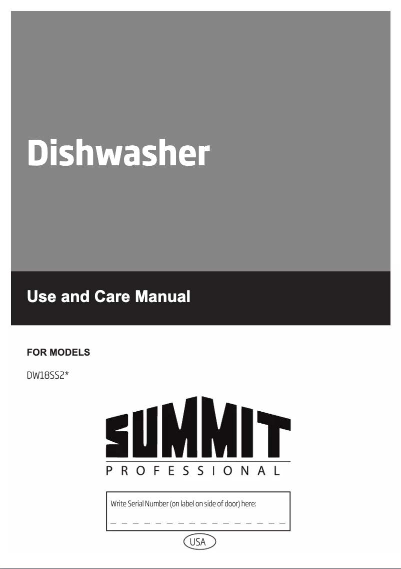 Page n°1 - Manuel utilisateur Summit DW18SS2ADA