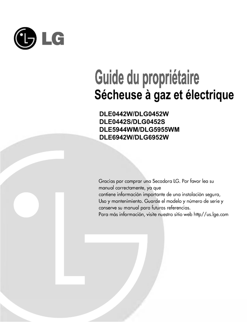 Page n°1 - Manuel utilisateur LG DLG5955WM