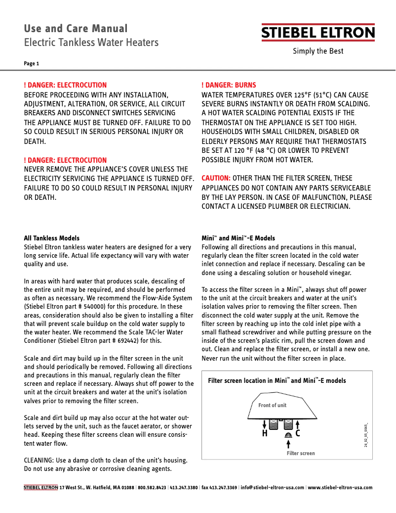Page n°1 - Guide de démarrage rapide Stiebel Eltron Tempra Trend