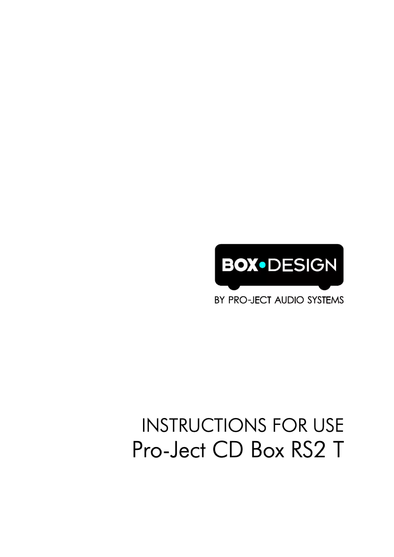 Page 1 de la notice Manuel utilisateur Pro-Ject CD Box RS2 T