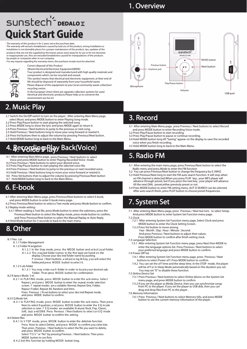 Página 1 del manual Manual de usuario Sunstech Dedalo II