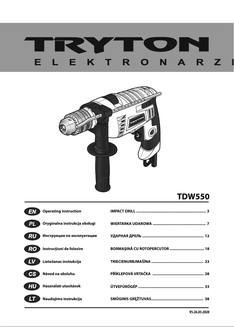 Page n°1 - Manuel utilisateur Tryton TDW710A