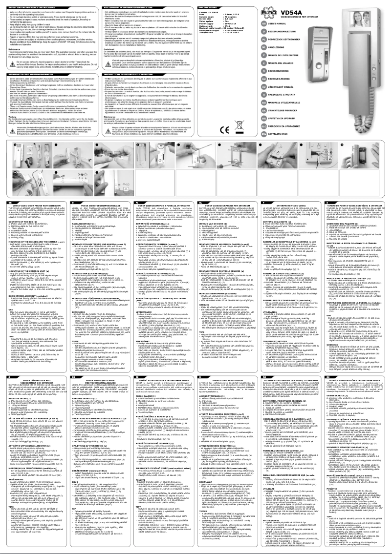 Image de la première page du manuel de l'appareil VD54A