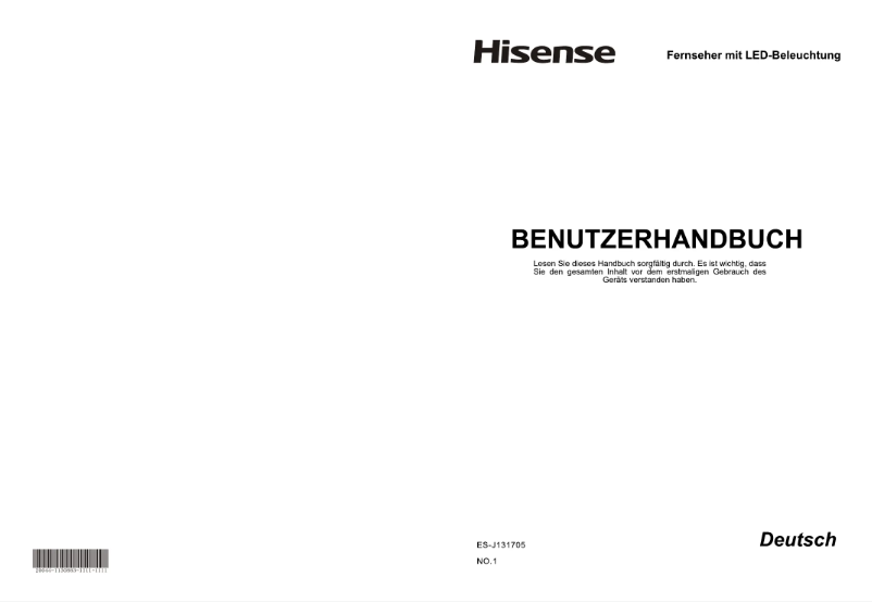 Page 1 de la notice Manuel utilisateur Hisense LTDN65XT880XWSEU3D