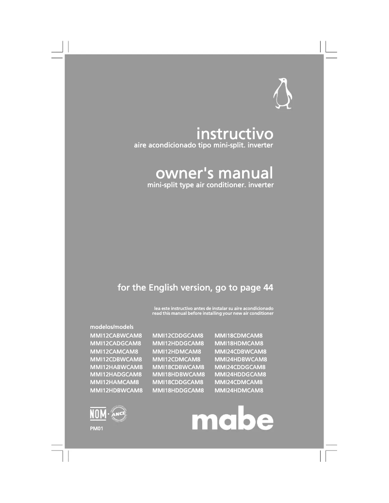 Page n°1 - Manuel utilisateur Mabe MMI18CDBWCAM8