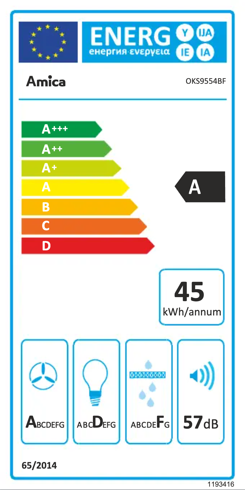 Page n°1 - Label énergétique Amica OKS9554BF