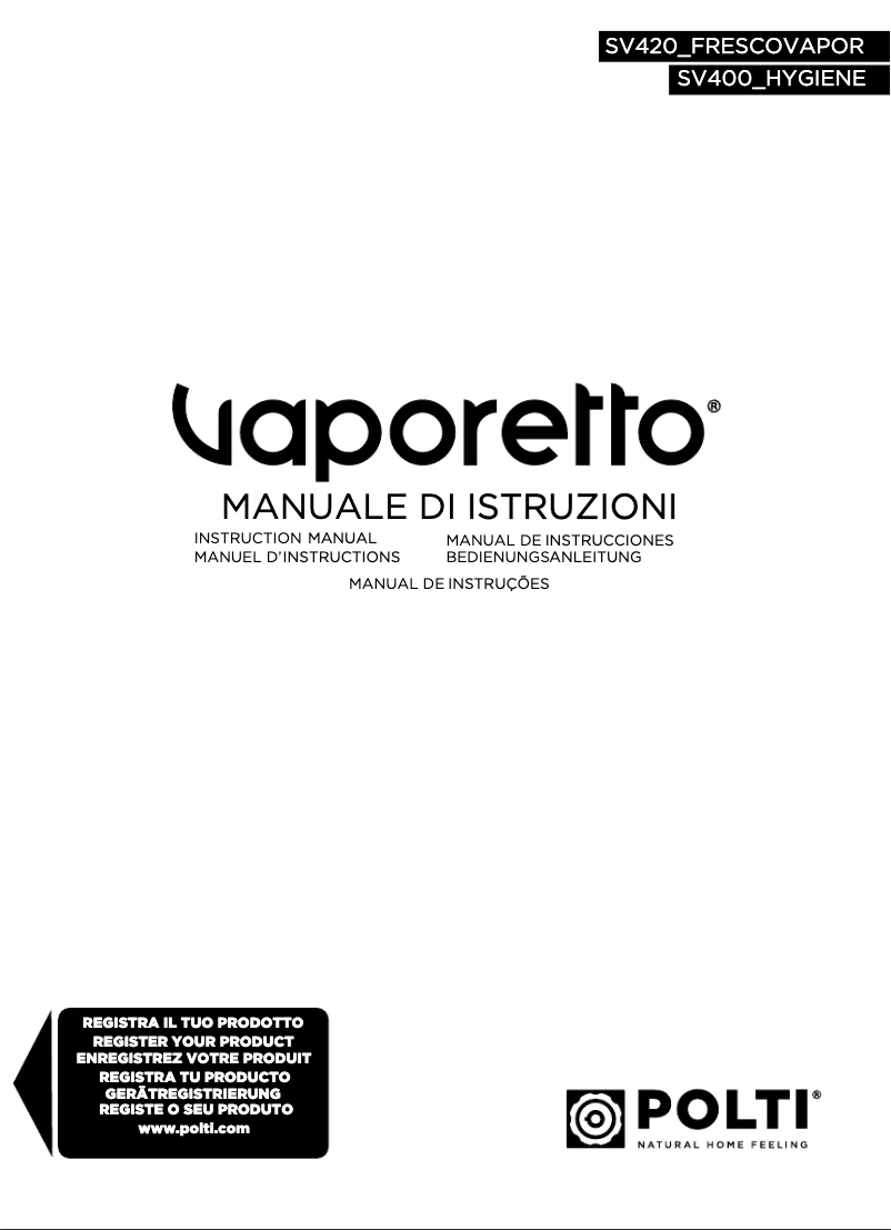 Page n°1 - Manuel utilisateur Polti Vaporetto SV420 Frescovapor