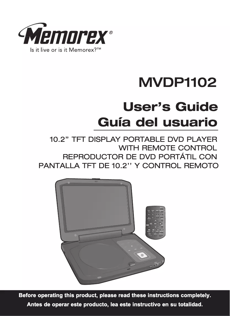 Page n°1 - Manuel utilisateur Memorex MVDP1102