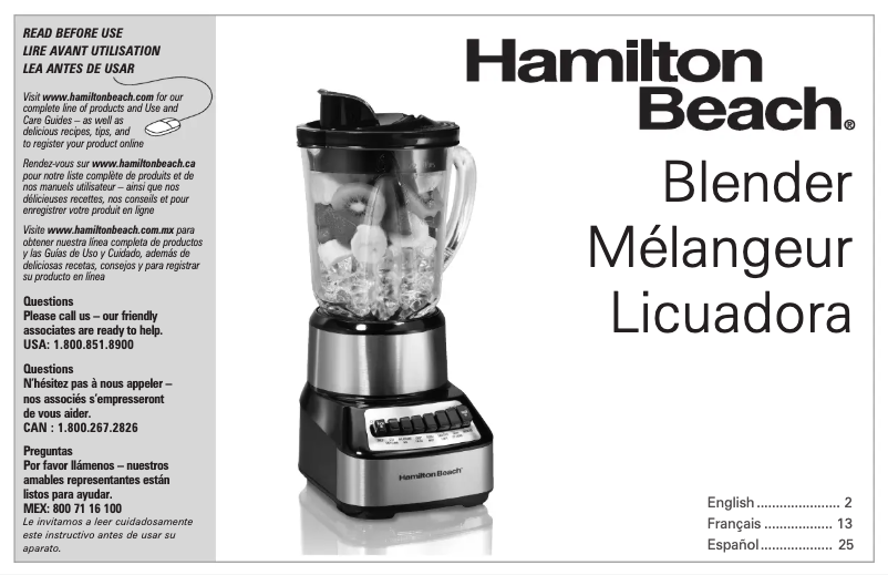 Page n°1 - Manuel d'utilisation et d'entretien Hamilton Beach Wave Crusher 54220