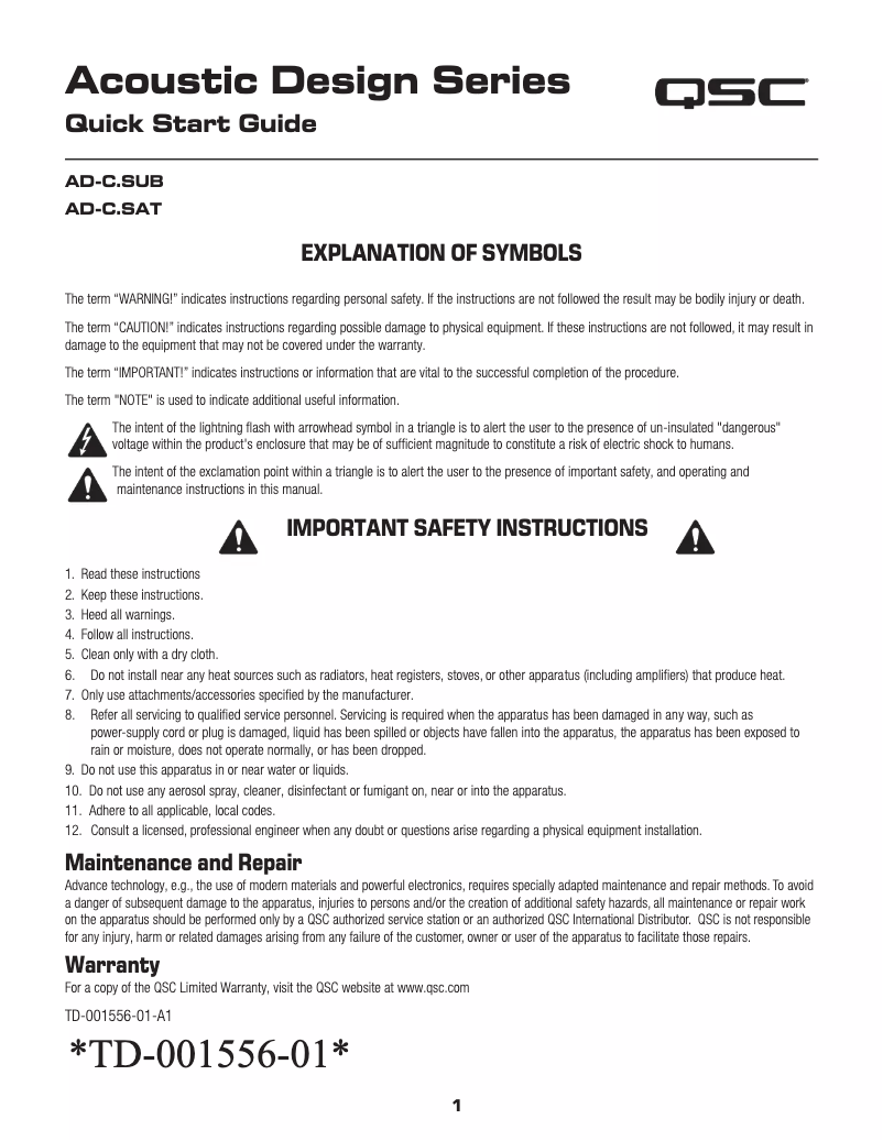 Image de la première page du manuel de l'appareil AD-C.SUB