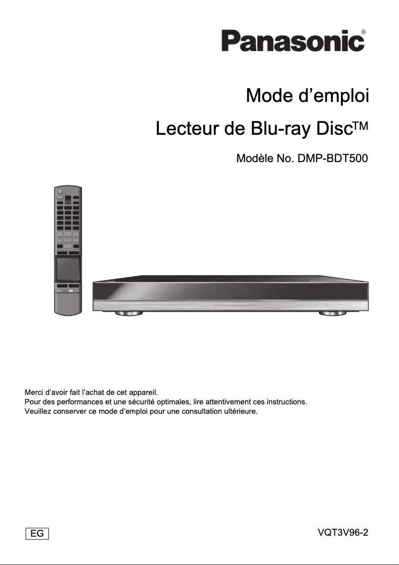 Page n°1 - Manuel utilisateur Panasonic DMP-BDT500