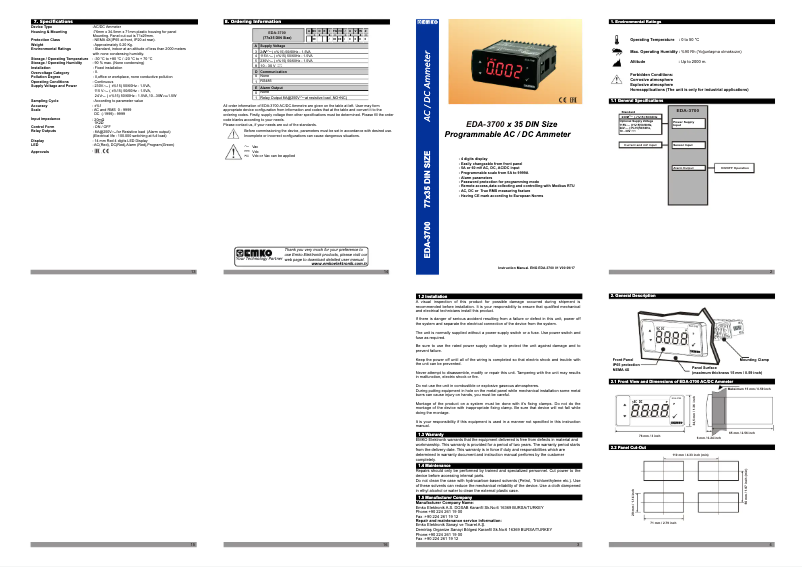Image de la première page du manuel de l'appareil EDA-3700