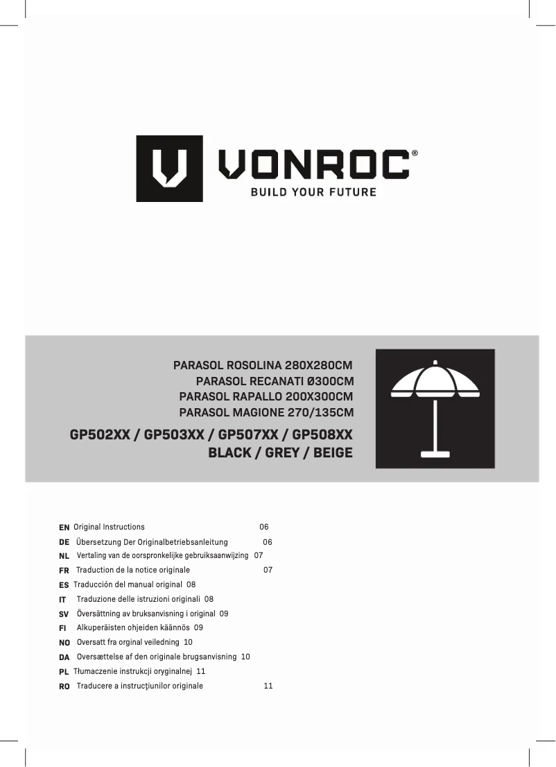 Page n°1 - Manuel utilisateur Vonroc GP503XX