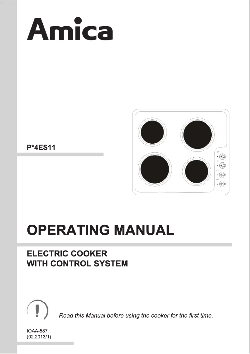 Page 1 de la notice Manuel utilisateur Amica PG4ES11