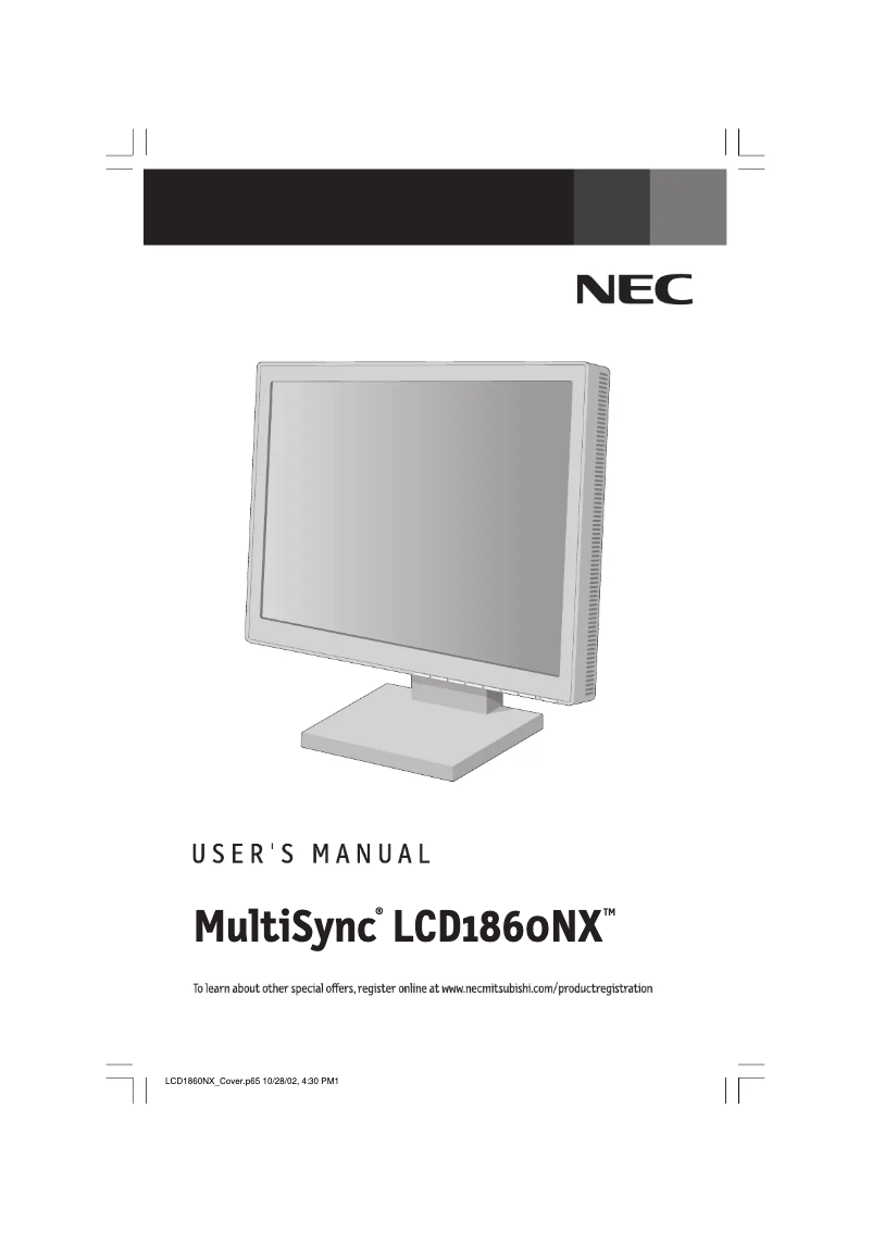 Image de la première page du manuel de l'appareil MultiSync LCD1860NX