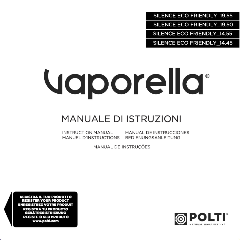 Image de la première page du manuel de l'appareil Vaporella Silence Eco Friendly 14.45