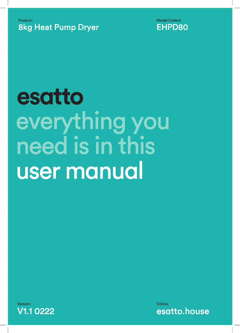 Page n°1 - Manuel utilisateur Esatto EHPD80