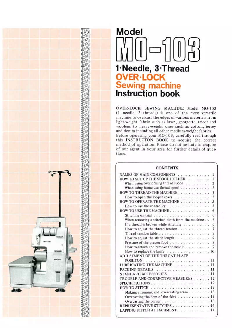 Page n°1 - Manuel utilisateur Juki MO-103