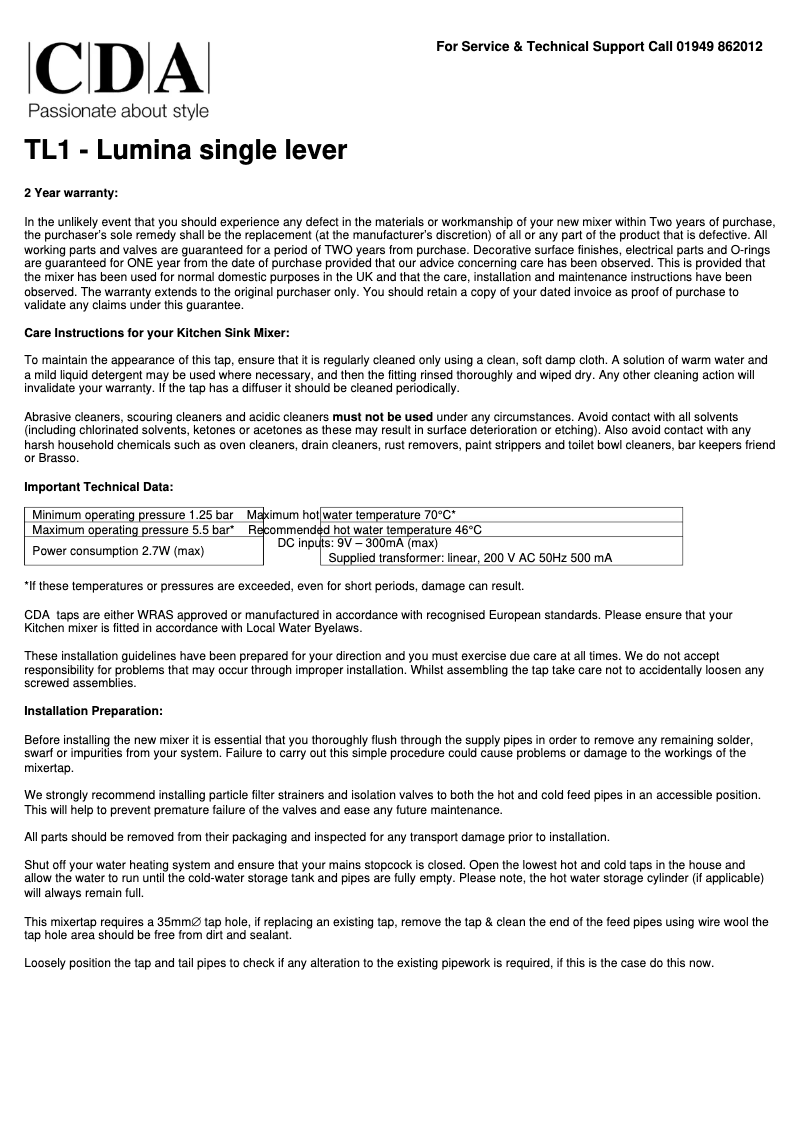 Page 1 de la notice Manuel utilisateur CDA TL1CH