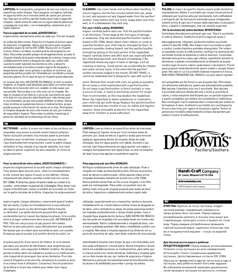 Page 1 de la notice Manuel utilisateur Dr. Brown's Napp