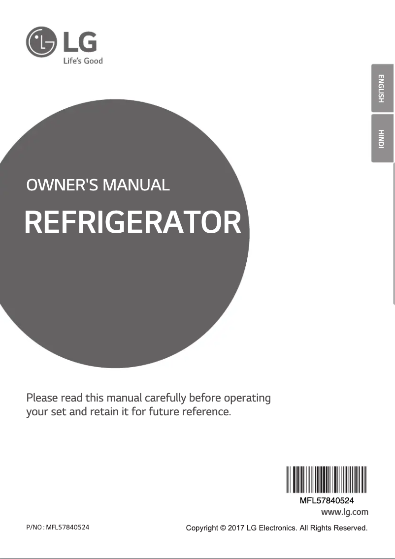 Page 1 de la notice Manuel utilisateur LG GL-T292SPZN