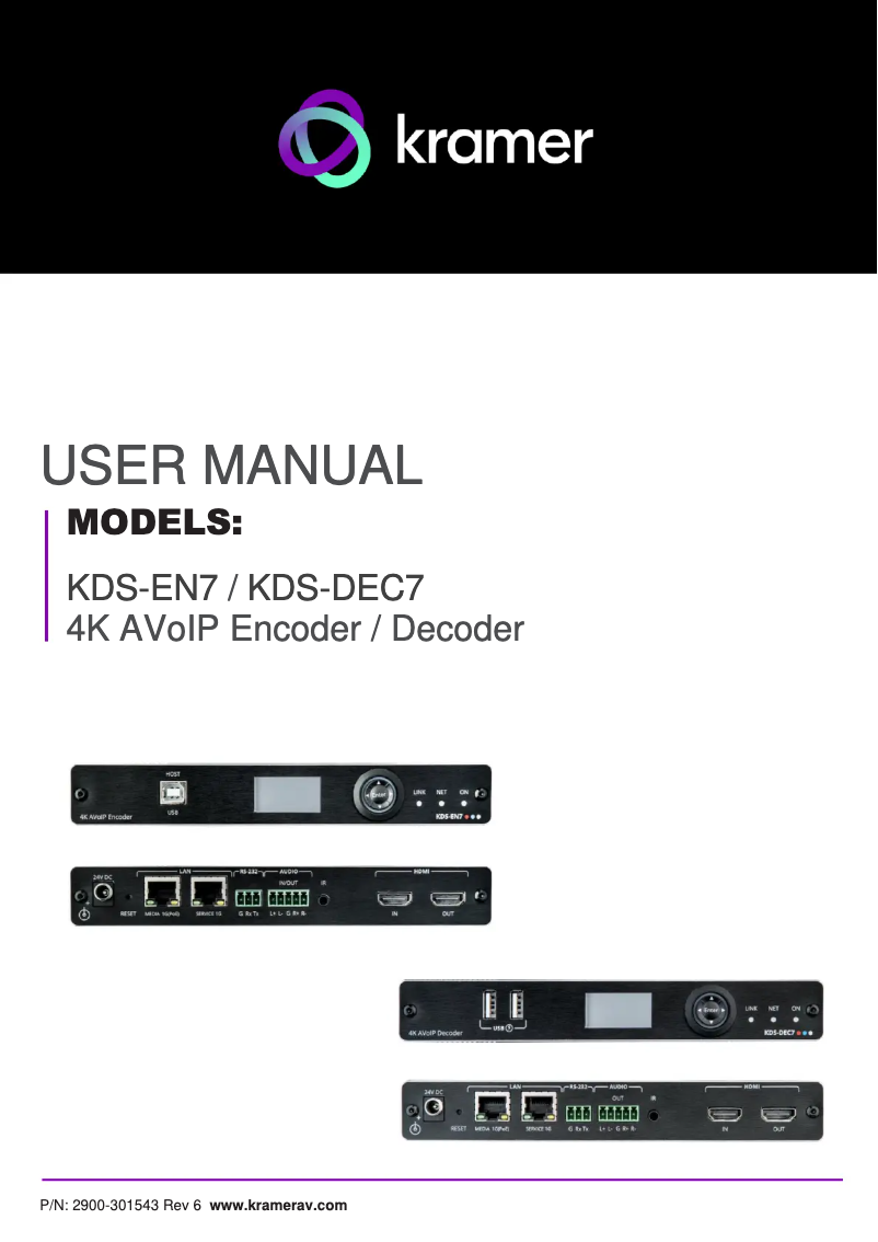 Page n°1 - Manuel utilisateur Kramer KDS-DEC7