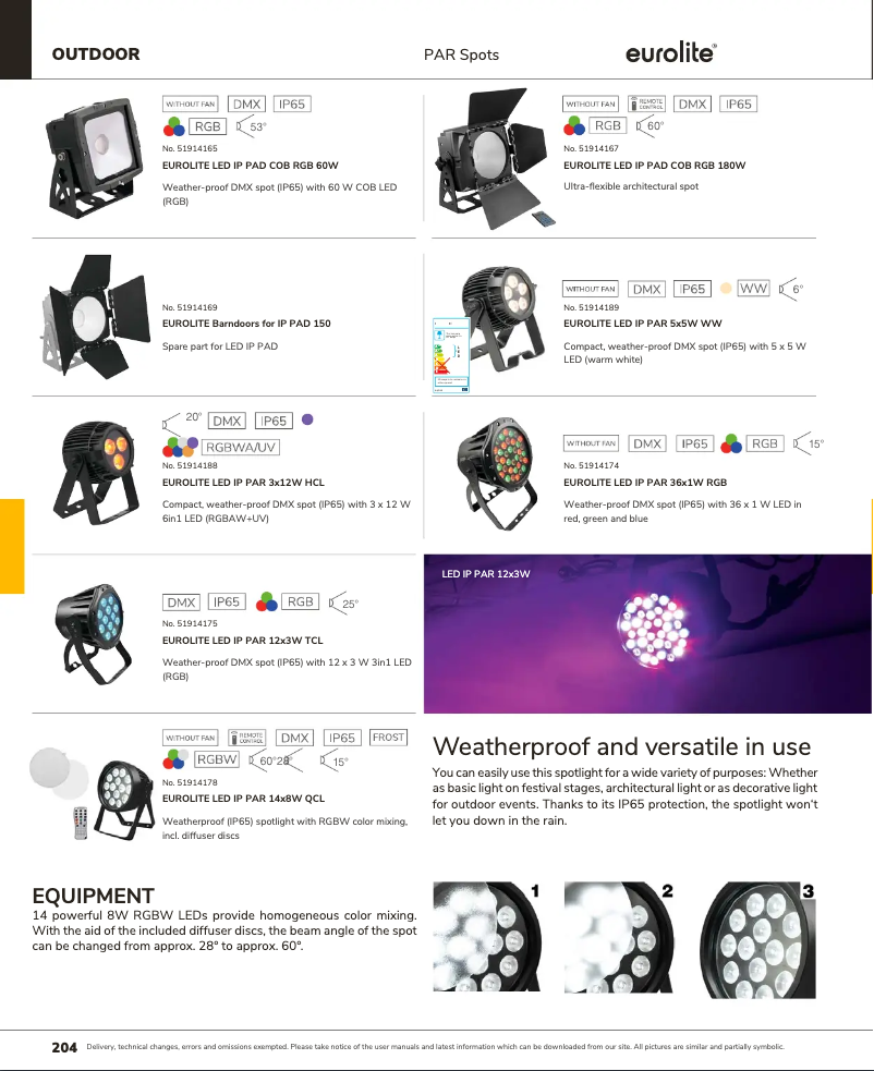 Page 1 of the manual Catalogue Eurolite LED IP PAR