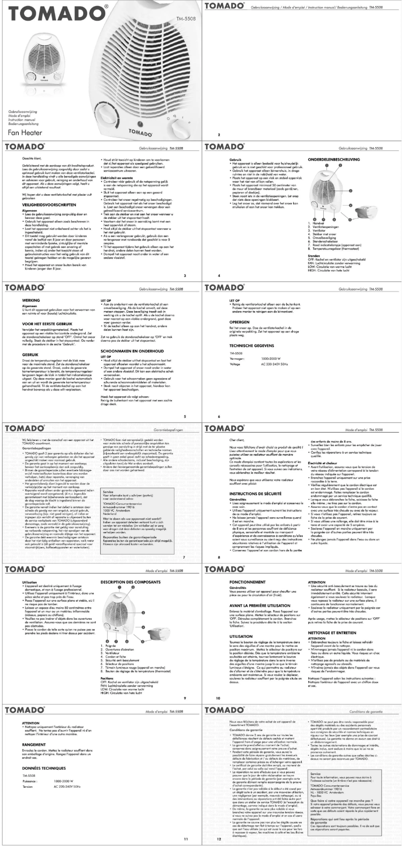 Page 1 de la notice Manuel utilisateur Tomado TM-5508