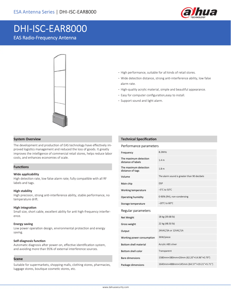 Page 1 de la notice Manuel utilisateur Dahua Technology ISC-EAR8000-S