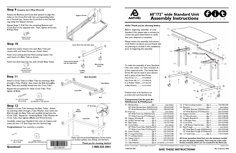 Page n°1 - Manuel utilisateur Anthro Fit Standard Unit