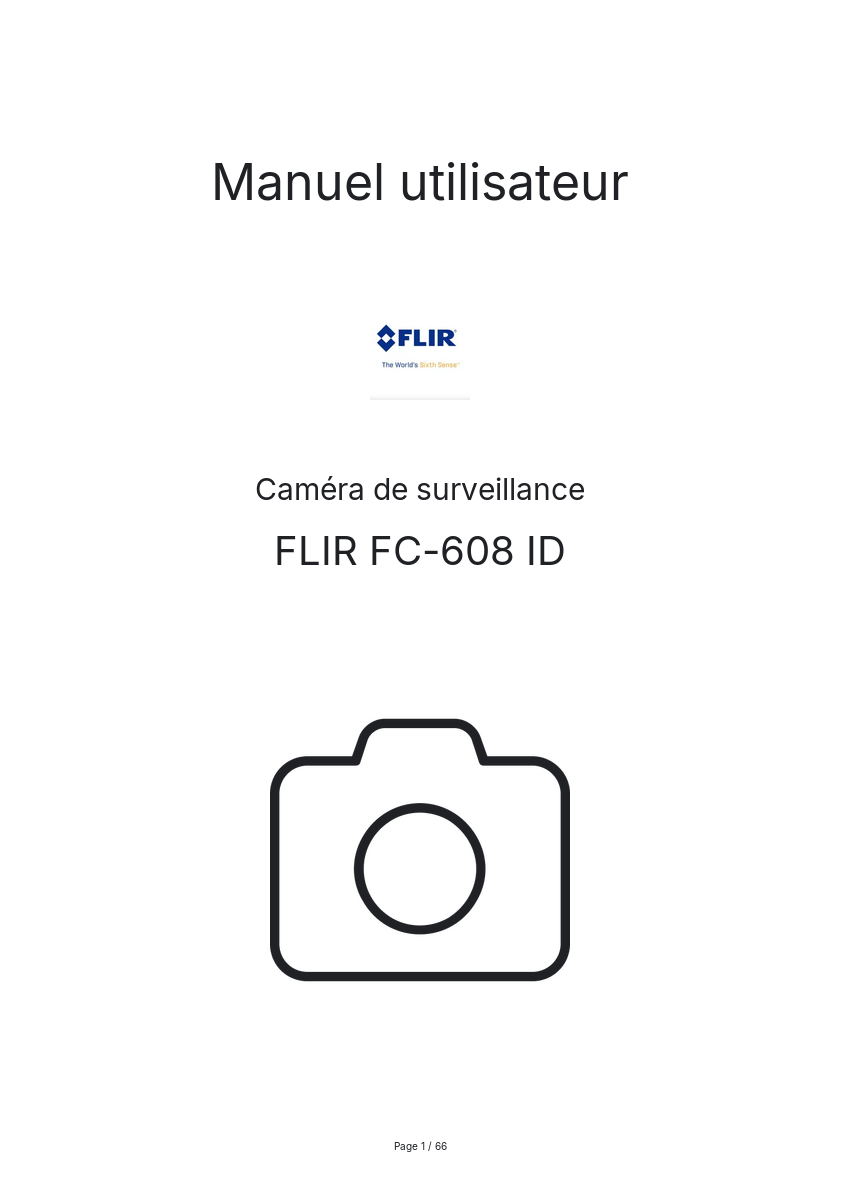 Page n°1 - Manuel utilisateur FLIR FC-608 ID