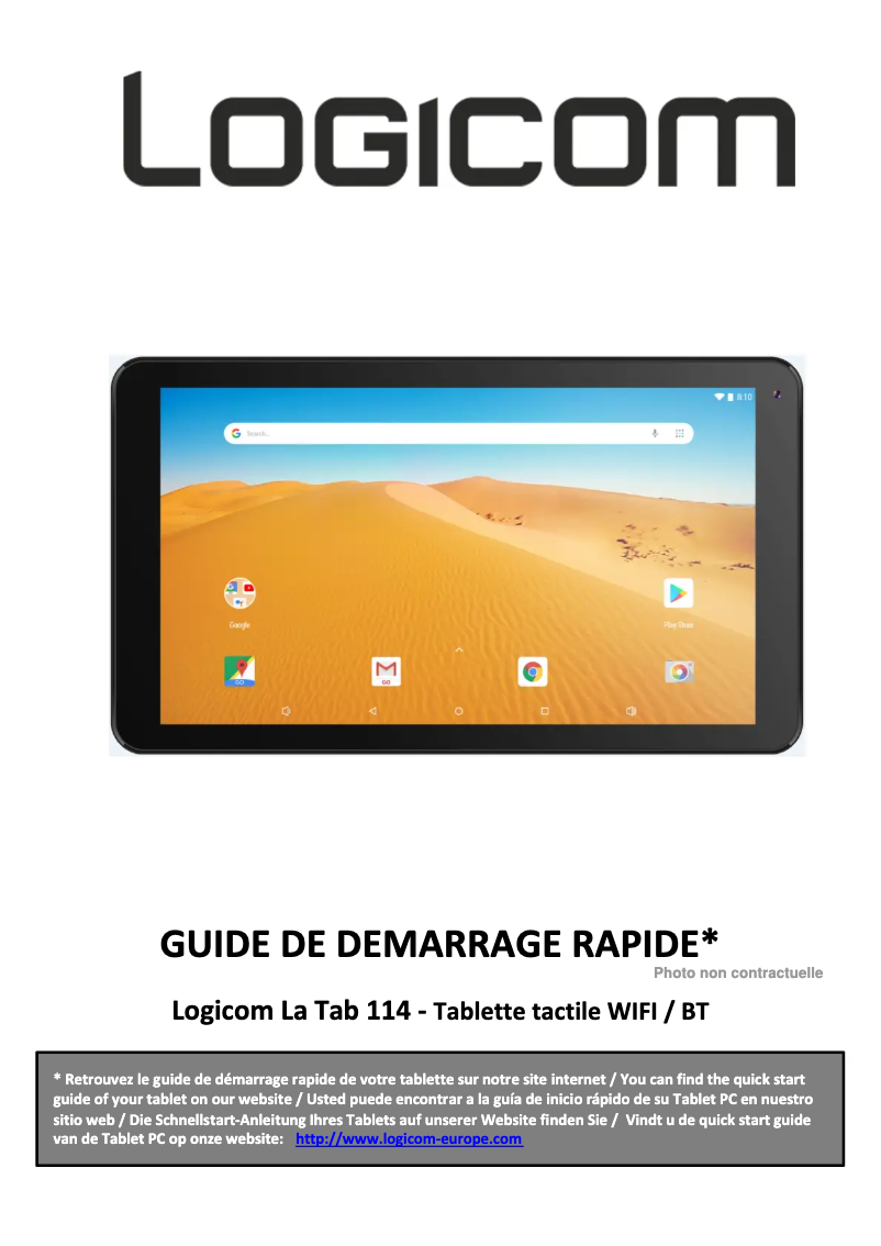Page n°1 - Manuel utilisateur Logicom La Tab 114