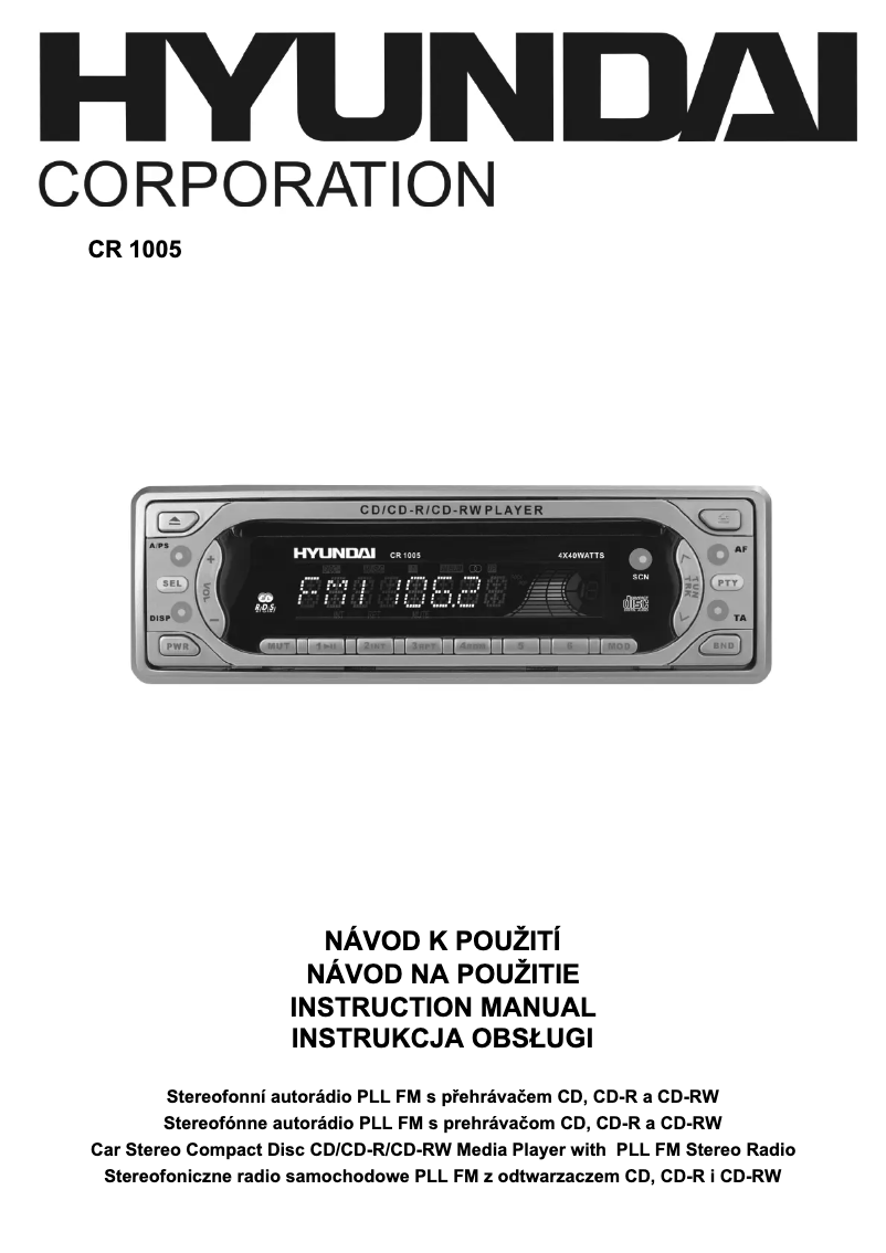 Page 1 of the manual User Manual Hyundai CR 1005