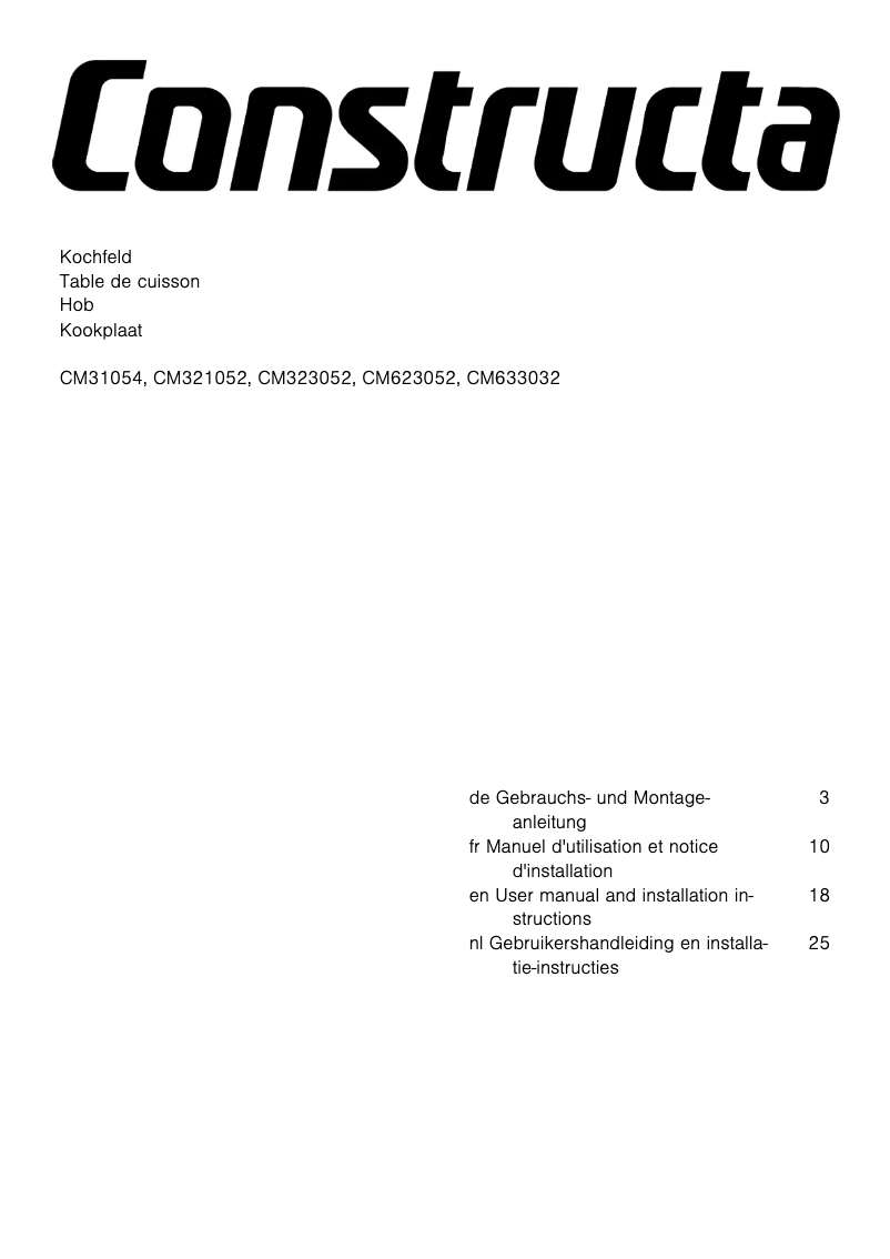 Page 1 de la notice Manuel utilisateur Constructa CM633032